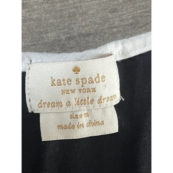 Kate Spade Women’s Short Bow Nightgown Cotton Size Medium Black White Trim - Picture 4 of 8